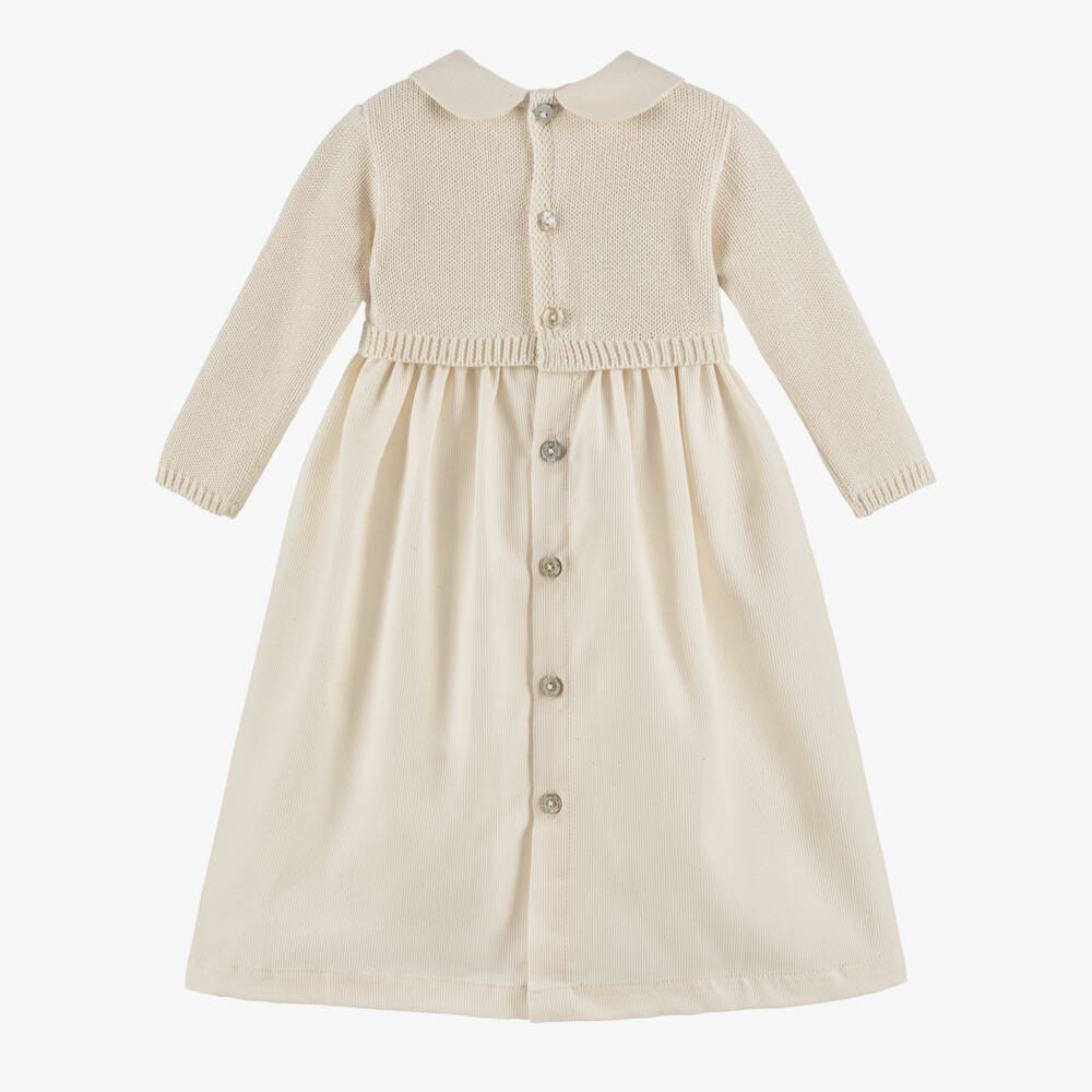 NaturaPura-Baby Girls Dark Ivory Bow Ceremony Gown | Childrensalon