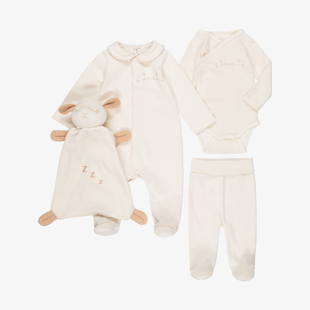 NaturaPura-Ivory Cotton Little Sheep Babygrow Set | Childrensalon