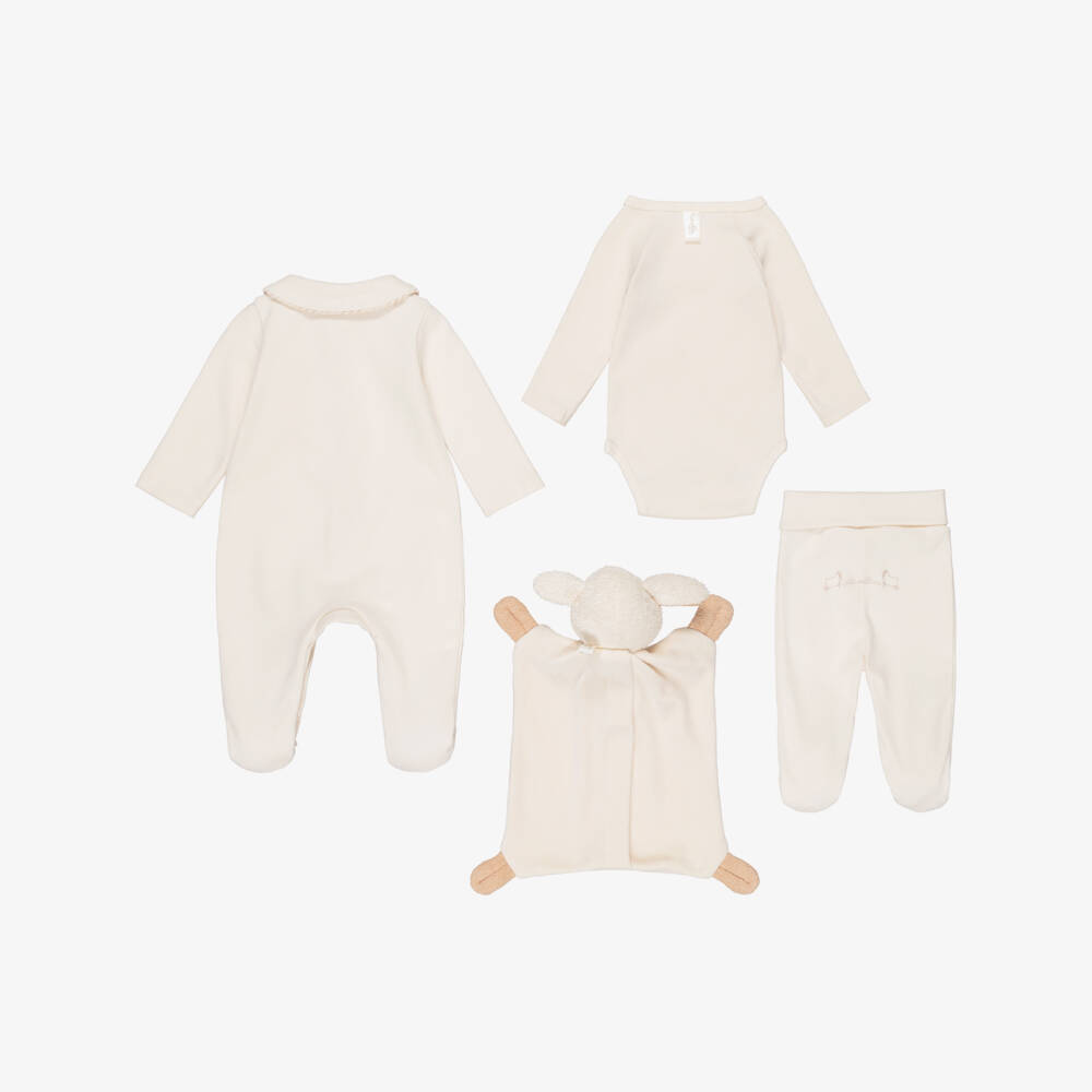 NaturaPura-Ivory Cotton Little Sheep Babygrow Set | Childrensalon