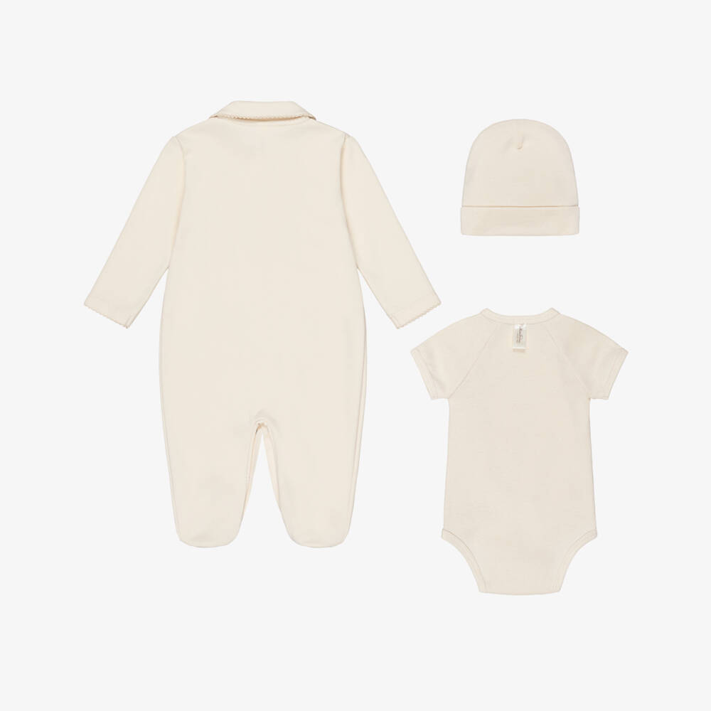 NaturaPura-Кремовый комплект с комбинезоном из органического хлопка | Childrensalon