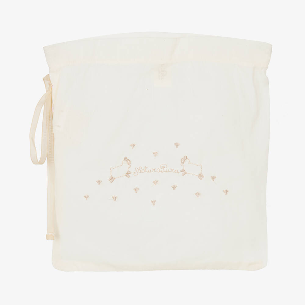 NaturaPura-Кремовый двупредметный комбинезон из органического хлопка | Childrensalon