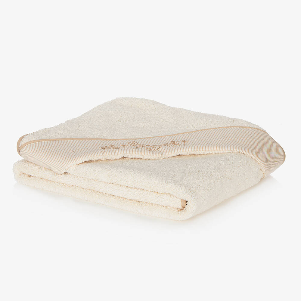 NaturaPura-Ivory Organic Cotton Hooded Towel (100cm) | Childrensalon