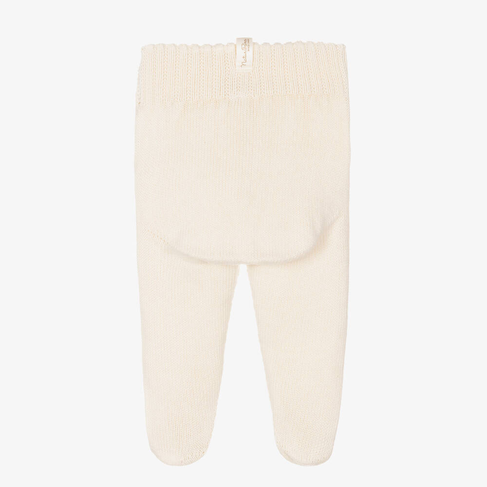 NaturaPura-Ivory Organic Cotton-Knit Baby Trousers | Childrensalon
