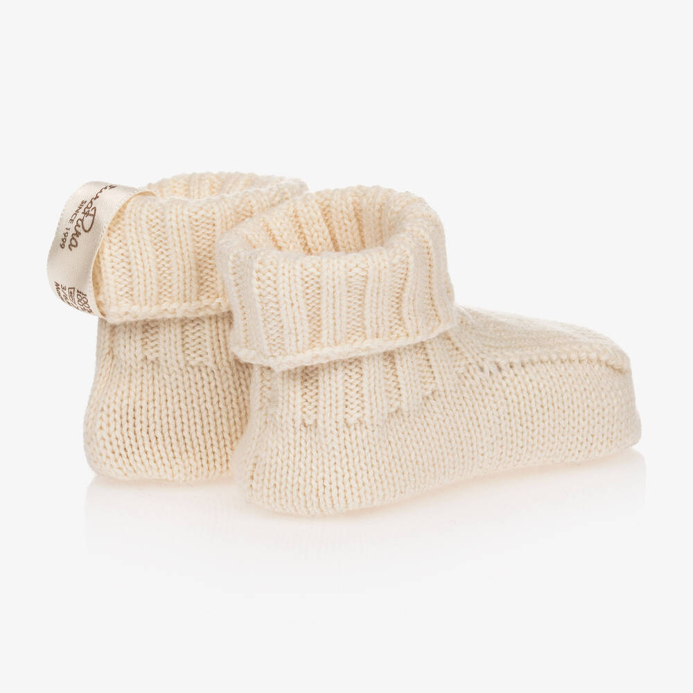 NaturaPura-Ivory Organic Cotton Knit Booties | Childrensalon