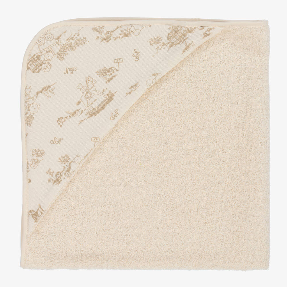 NaturaPura-منشفة هودي قطن عضوي لون عاجي (75 سم) | Childrensalon