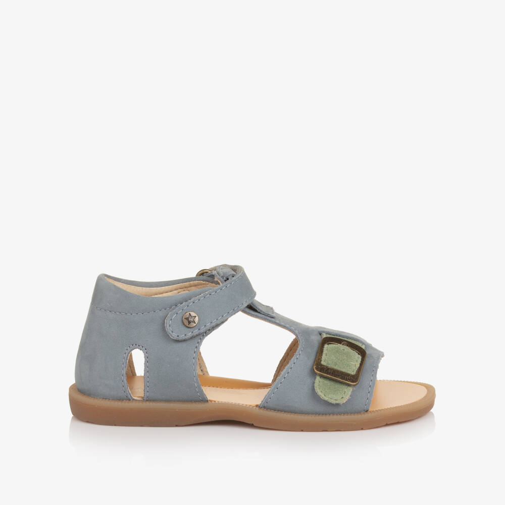 Naturino-Boys Dusky Blue & Green Suede Leather Sandals | Childrensalon