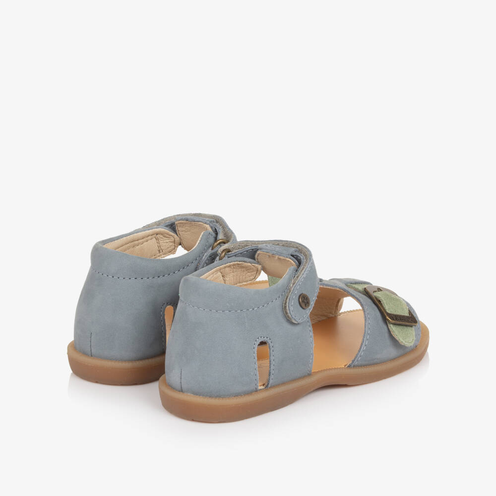 Naturino-Boys Dusky Blue & Green Suede Leather Sandals | Childrensalon