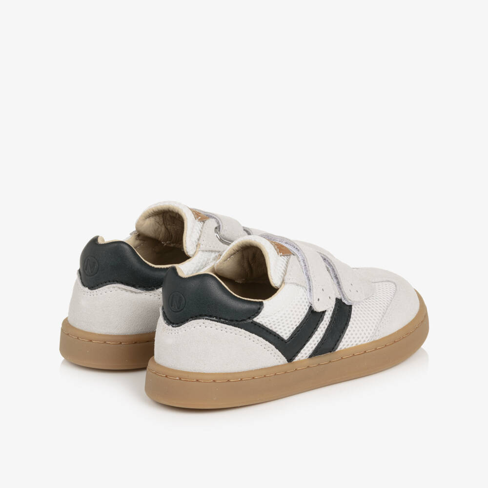 Naturino-Boys Grey Suede Leather & White Mesh Trainers | Childrensalon