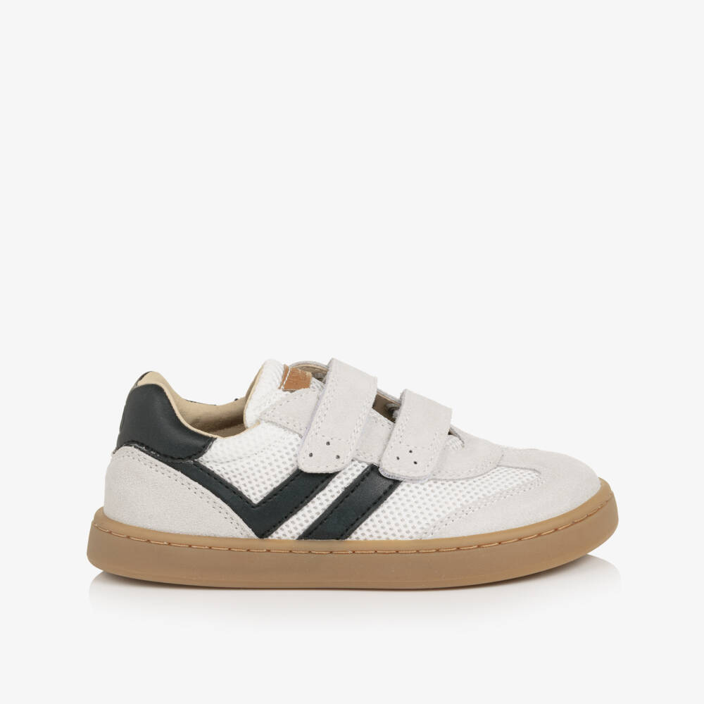 Naturino-Boys Grey Suede Leather & White Mesh Trainers | Childrensalon