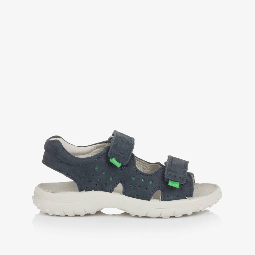 Naturino-Boys Navy Blue Suede Leather Velcro Sandals | Childrensalon