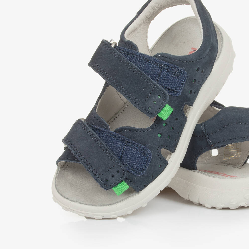 Naturino-Boys Navy Blue Suede Leather Velcro Sandals | Childrensalon