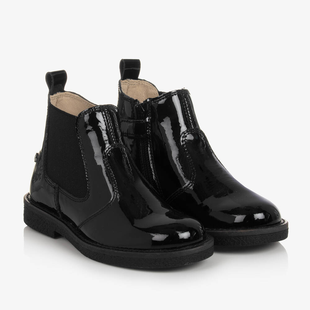 Naturino-Girls Black Patent Chelsea Boots | Childrensalon