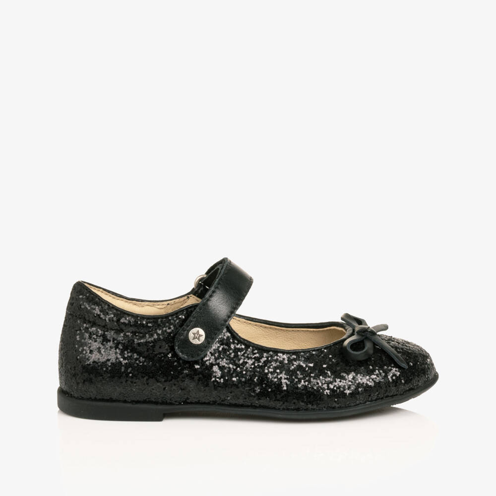 Naturino-Girls Glittery Black Velcro Shoes | Childrensalon