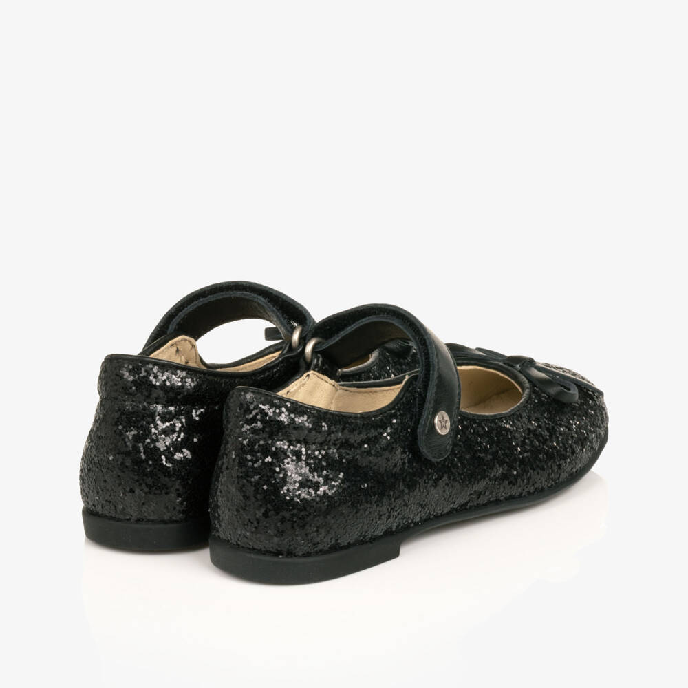 Naturino-Girls Glittery Black Velcro Shoes | Childrensalon