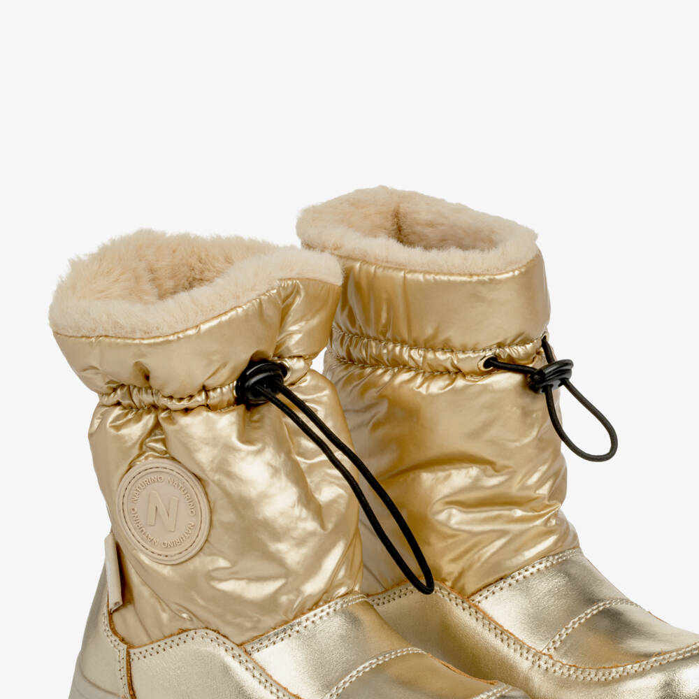 Naturino-Girls Gold Apres-Ski Snow Boots | Childrensalon