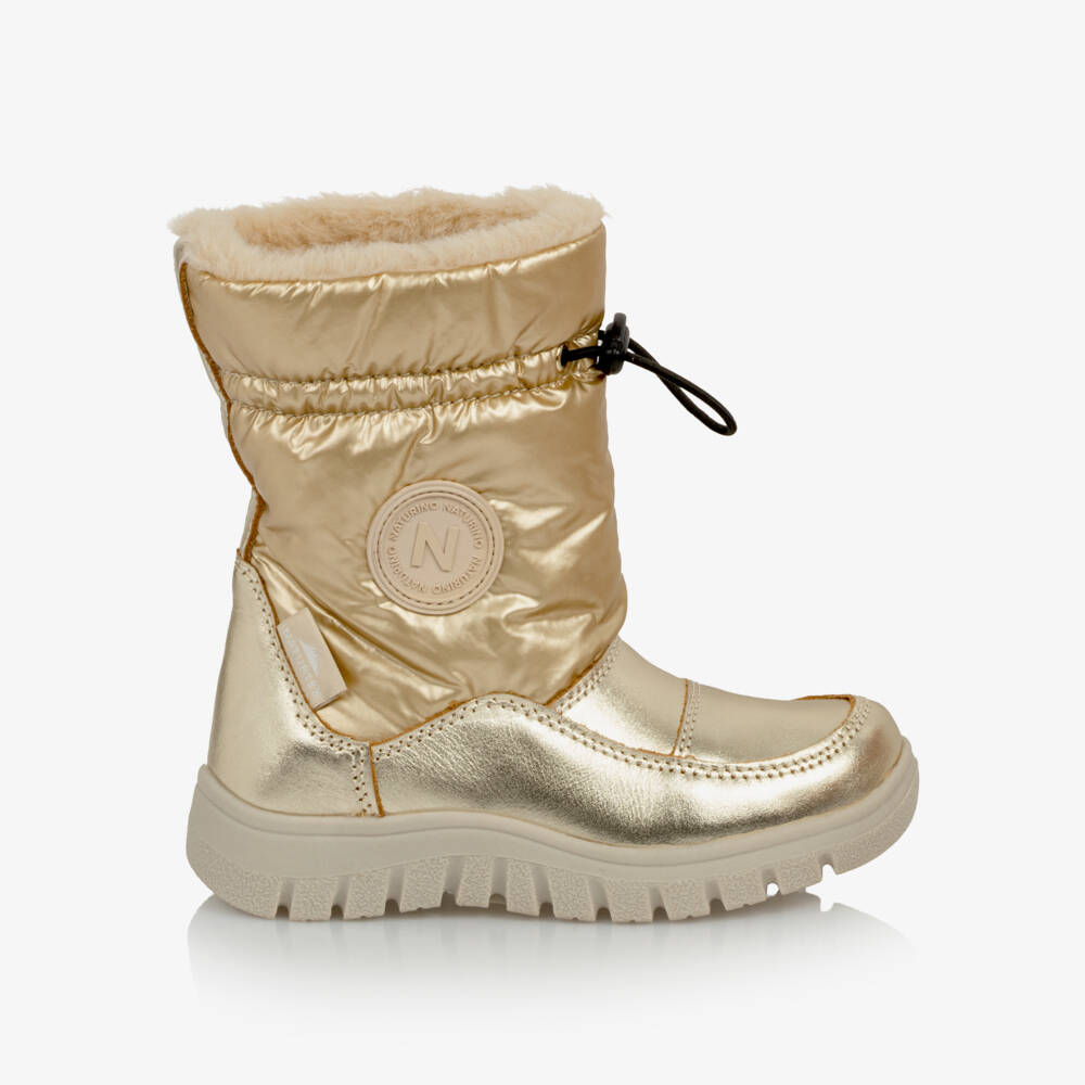 Naturino-Girls Gold Apres-Ski Snow Boots | Childrensalon