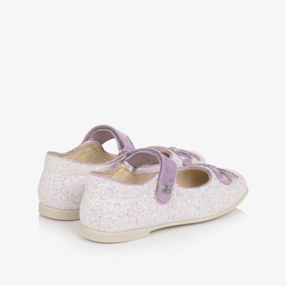 Naturino-Girls Ivory Glitter Leather Mary Jane Shoes | Childrensalon