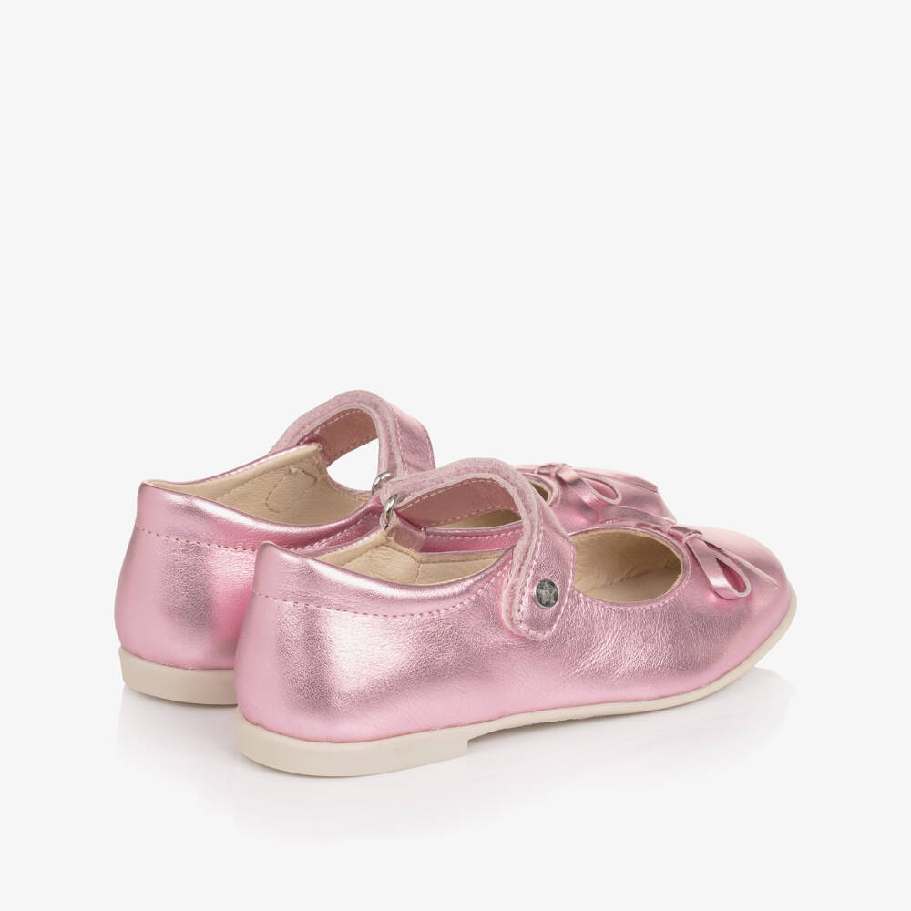Naturino-Girls Metallic Pink Leather Bar Shoes | Childrensalon