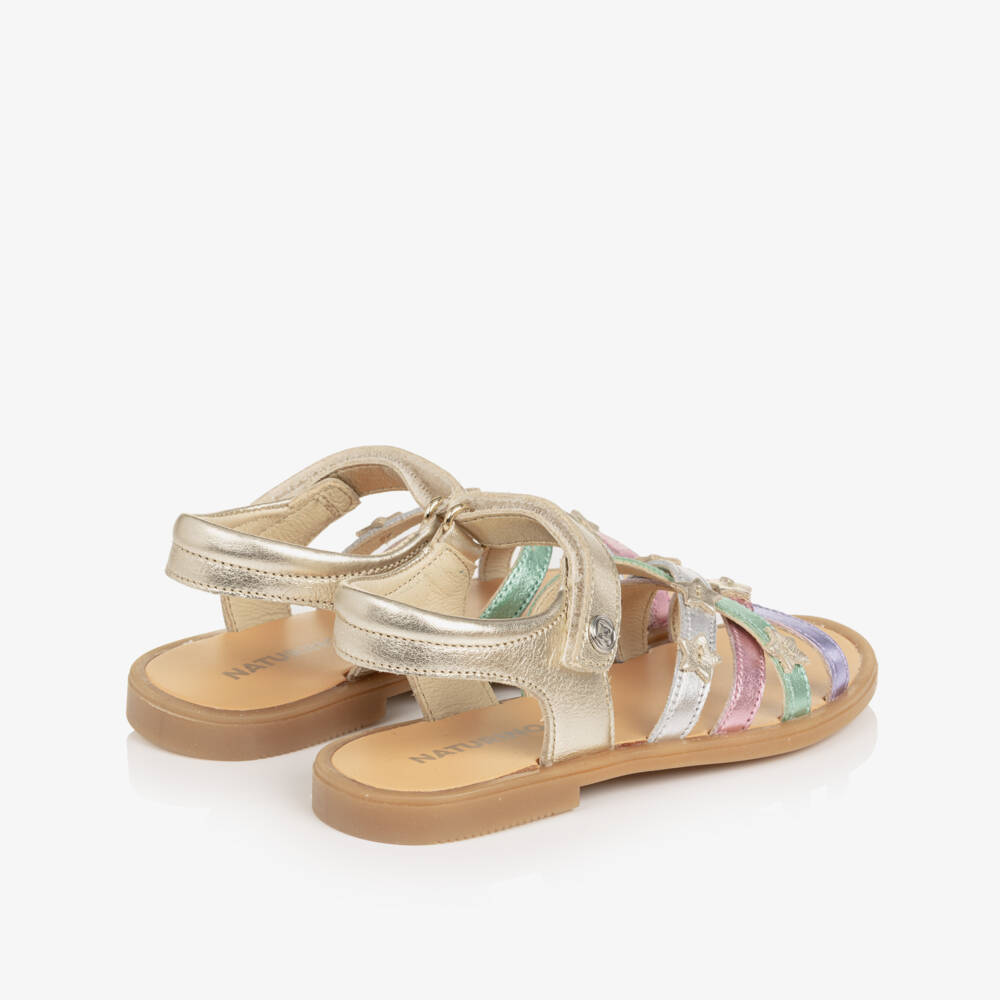 Naturino-Girls Multicolour Metallic Leather Sandals | Childrensalon