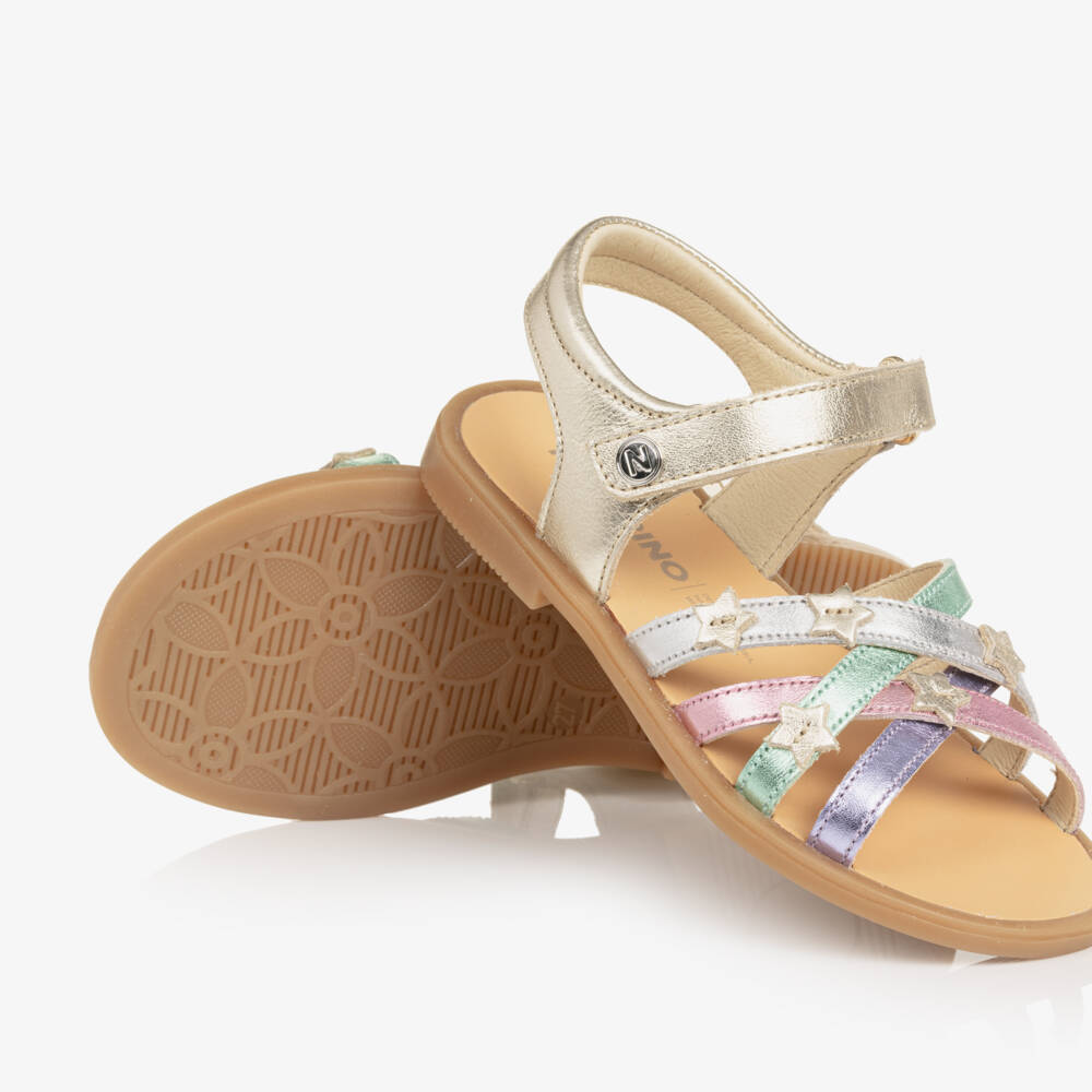 Naturino-Girls Multicolour Metallic Leather Sandals | Childrensalon