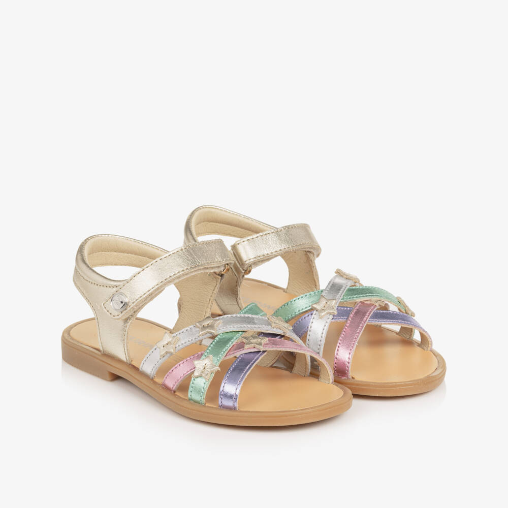 Naturino-Girls Multicolour Metallic Leather Sandals | Childrensalon