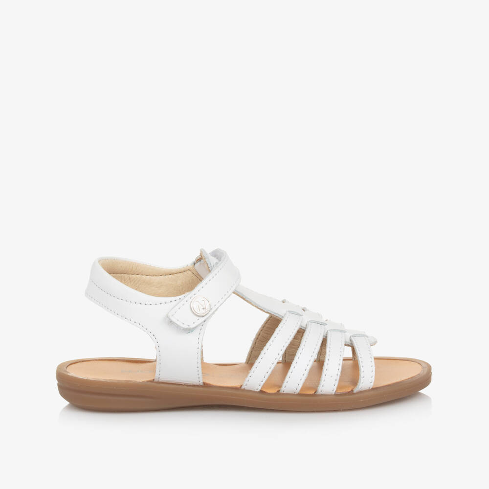 Naturino-Girls White Leather Sandals  | Childrensalon