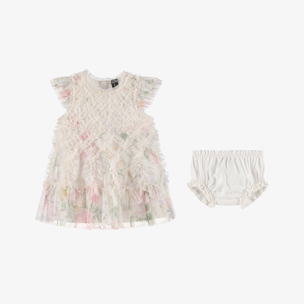 Needle & Thread-Baby Girls Ivory Pompadour Garden Tulle Dress | Childrensalon