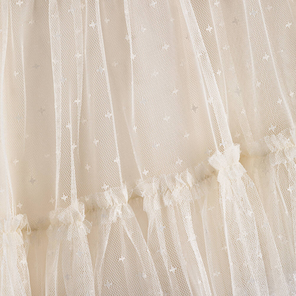 Needle & Thread-Baby Girls Ivory Ruffled Tulle Dress with Floral Embroidery | Childrensalon