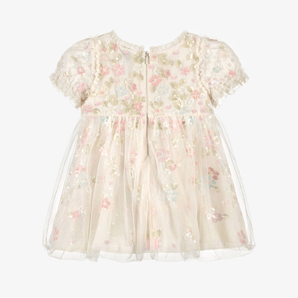 Needle & Thread-Baby Girls Ivory Sequinned Tulle Dress | Childrensalon