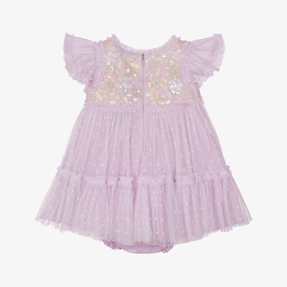 Needle & Thread-Baby Girls Lilac Purple Ruffle Tulle Dress with Sequins | Childrensalon
