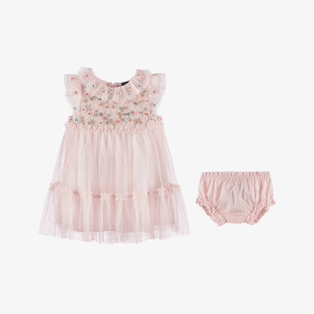 Needle & Thread-Baby Girls Pale Pink Embroidered Antoinettes Floral Dress | Childrensalon