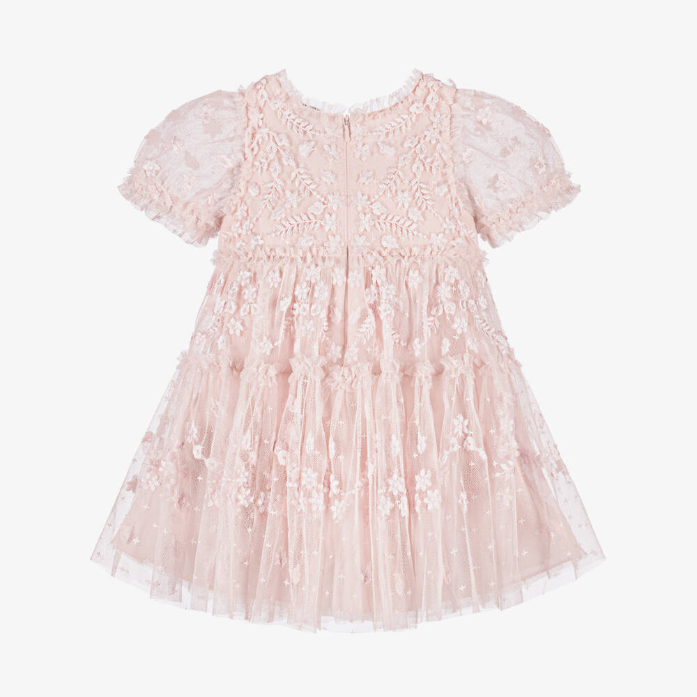 Needle & Thread-Baby Girls Pale Pink Embroidered Tulle Dress | Childrensalon