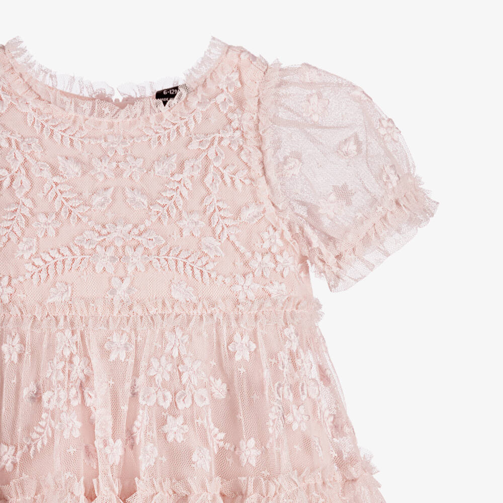 Needle & Thread-Baby Girls Pale Pink Embroidered Tulle Dress | Childrensalon