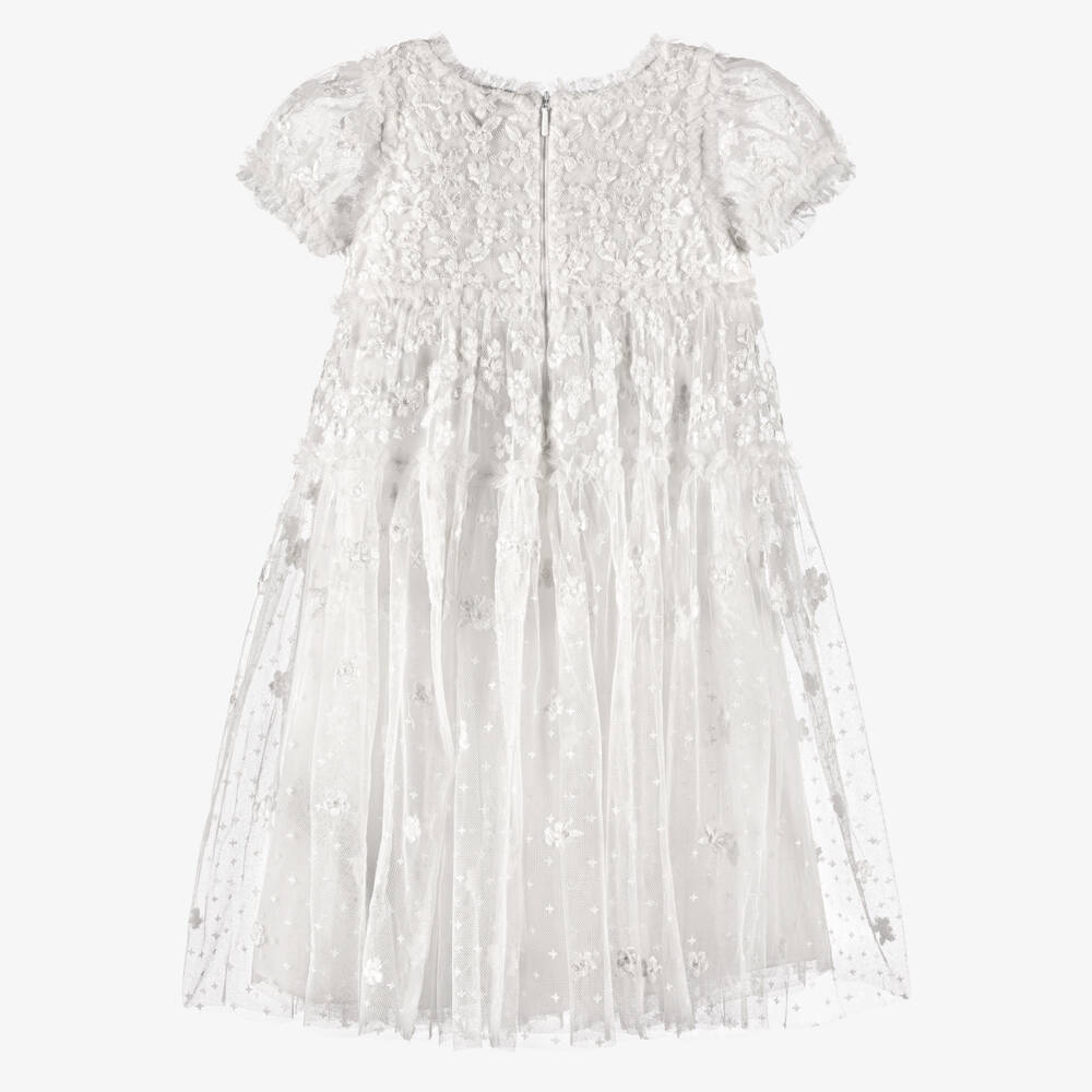 Needle & Thread-فستان تول مطرز لون أبيض للبنات الرضع | Childrensalon
