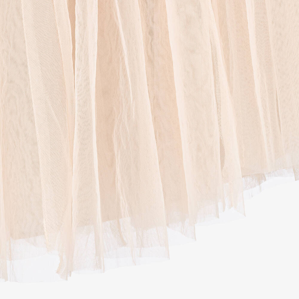 Needle & Thread-Платье бежевое из тюля с лифом из пайеток с бантами для девочек | Childrensalon