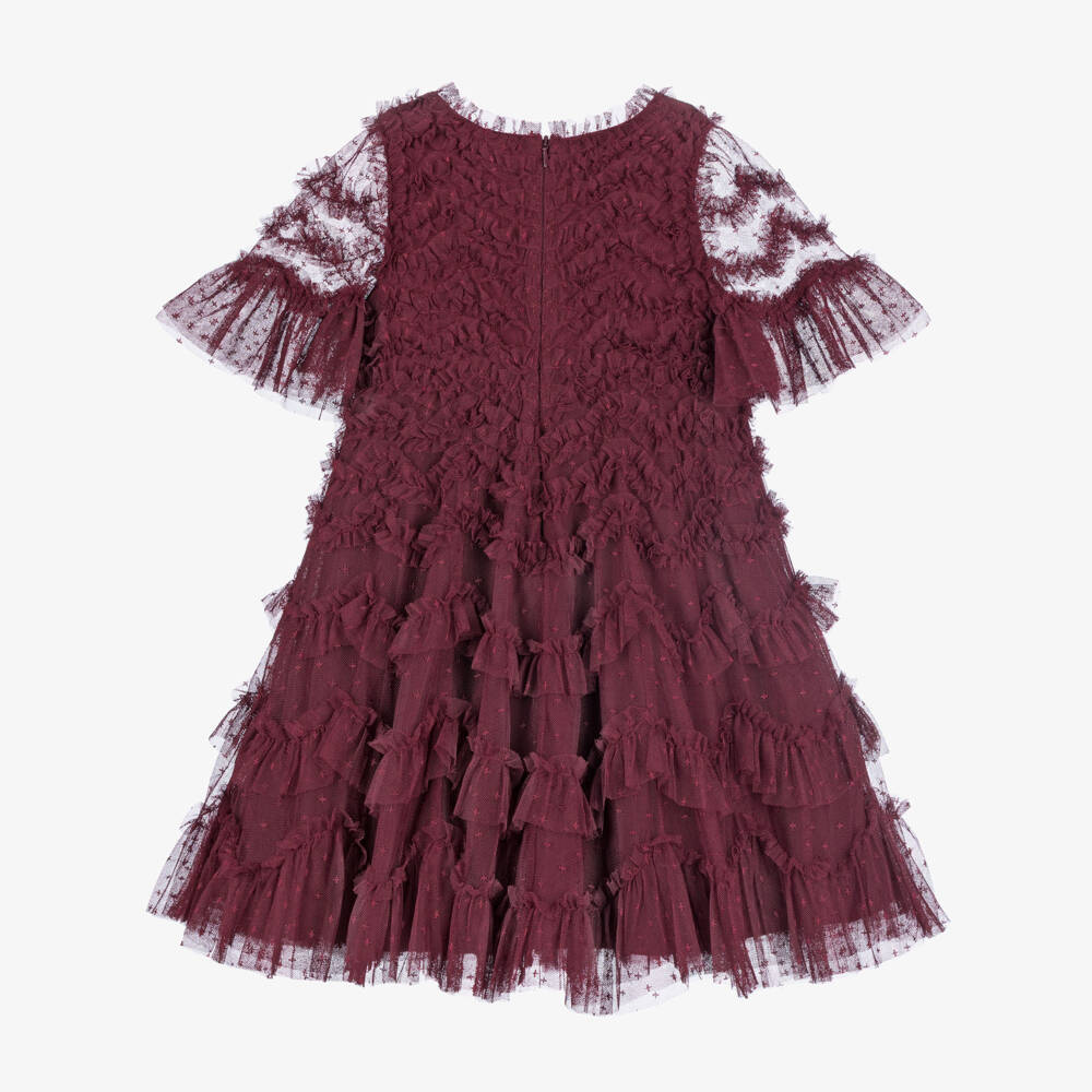 Needle & Thread-Girls Burgundy Ruffle Tulle Dress | Childrensalon