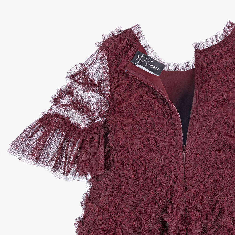 Needle & Thread-Girls Burgundy Ruffle Tulle Dress | Childrensalon