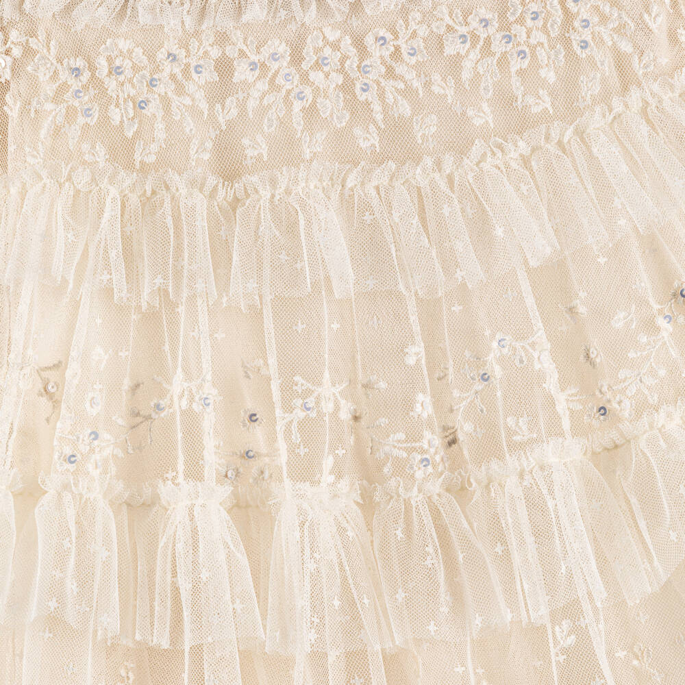 Needle & Thread-فستان تول مطرز لون عاجي للبنات | Childrensalon