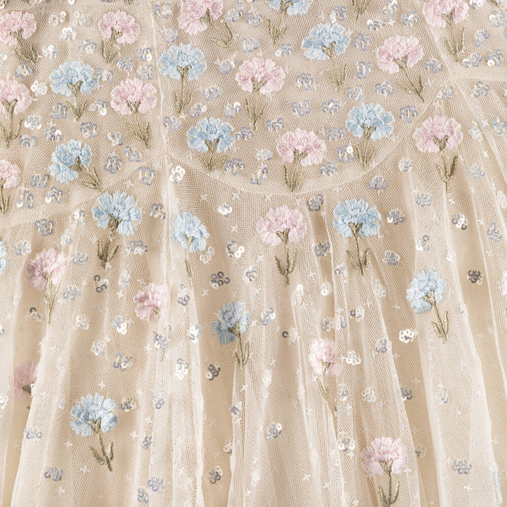 Needle & Thread-Girls Ivory Embroidered Floral & Sequin Tulle Dress | Childrensalon
