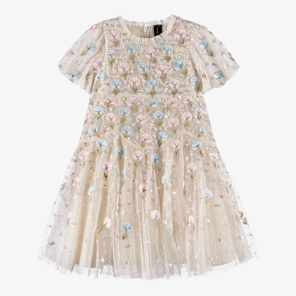 Needle & Thread-Girls Ivory Embroidered Floral & Sequin Tulle Dress | Childrensalon