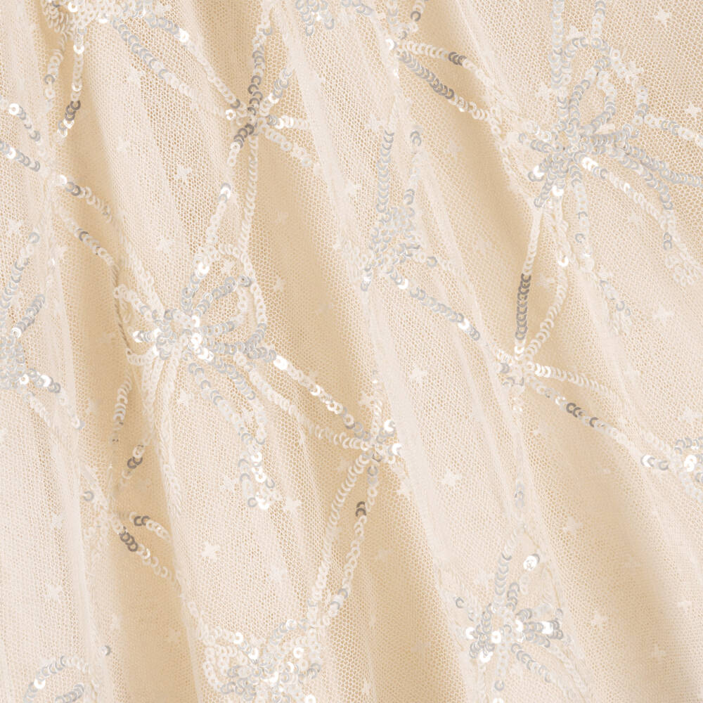 Needle & Thread-Girls Ivory Sequinned Bow Lattice Cape Dress | Childrensalon