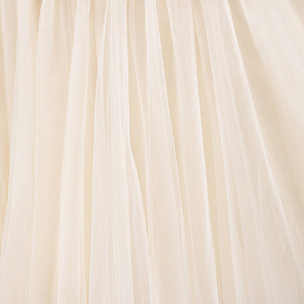 Needle & Thread-فستان تول مزين بفيونكات وترتر لون عاجي للبنات | Childrensalon