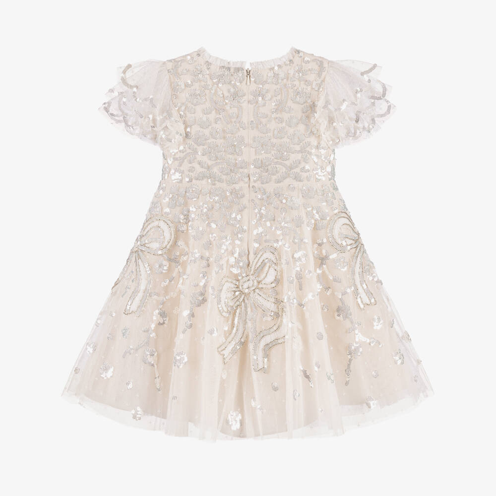 Needle & Thread-Girls Ivory Shirley Ribbon Sequinned Tulle Dress | Childrensalon
