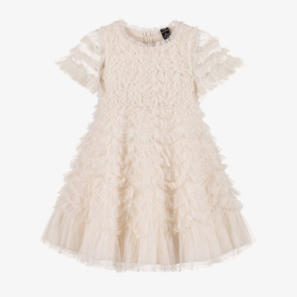 Needle & Thread-Girls Ivory Thalia Ruffle Tulle Dress | Childrensalon