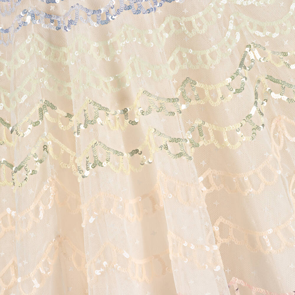 Needle & Thread-Girls Ivory Tulle Dress Dress with Scalloped Sequins | Childrensalon