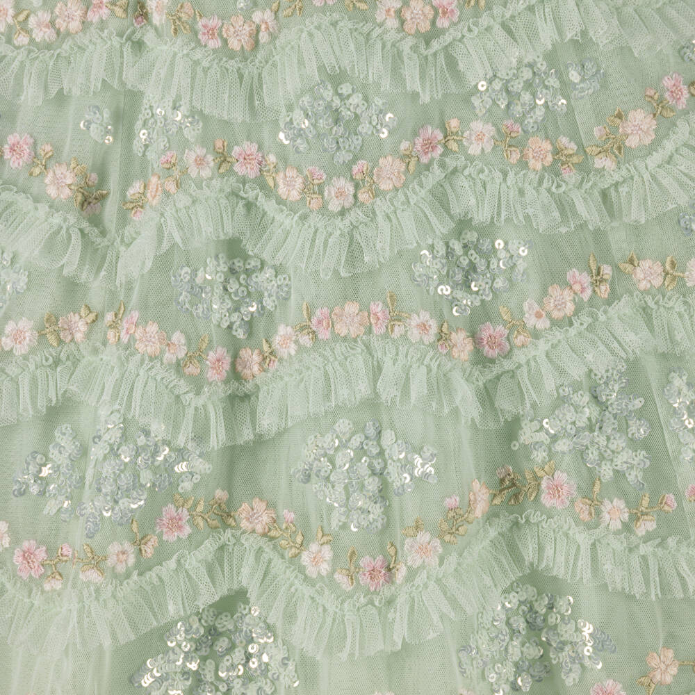 Needle & Thread-Girls Pale Green Daisy Wave Tulle Dress | Childrensalon