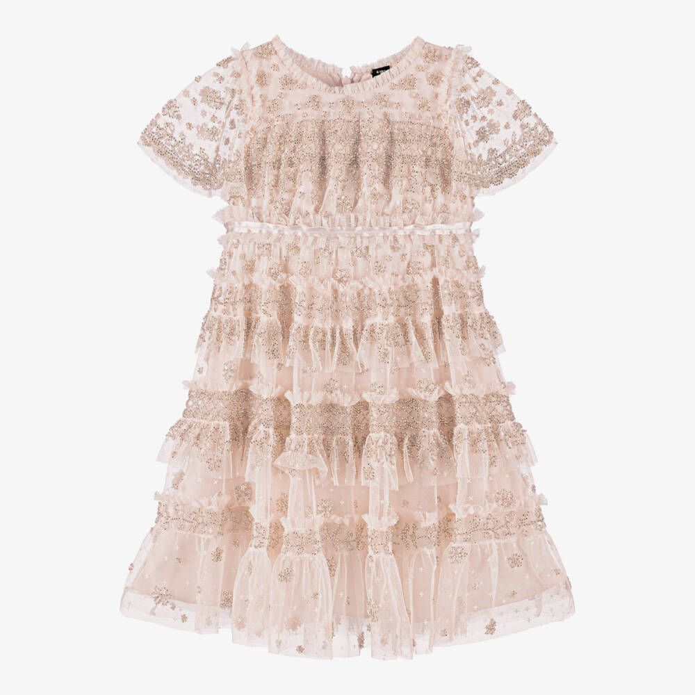 Needle & Thread-Girls Pale Pink Beaded Andromeda Dress | Childrensalon