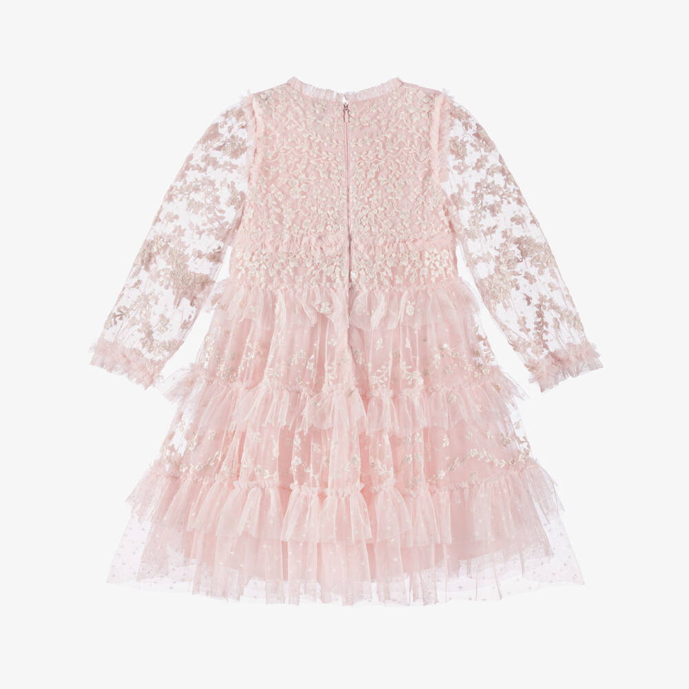 Needle & Thread-Girls Pale Pink Embroidered Blossom Dress | Childrensalon