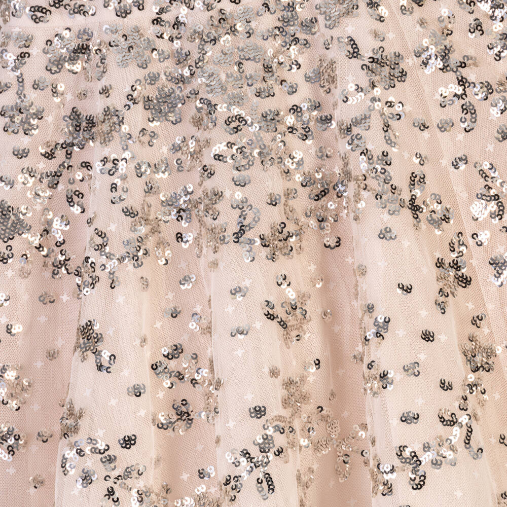 Needle & Thread-Girls Pale Pink Nerina Dress with Silver Sequins | Childrensalon