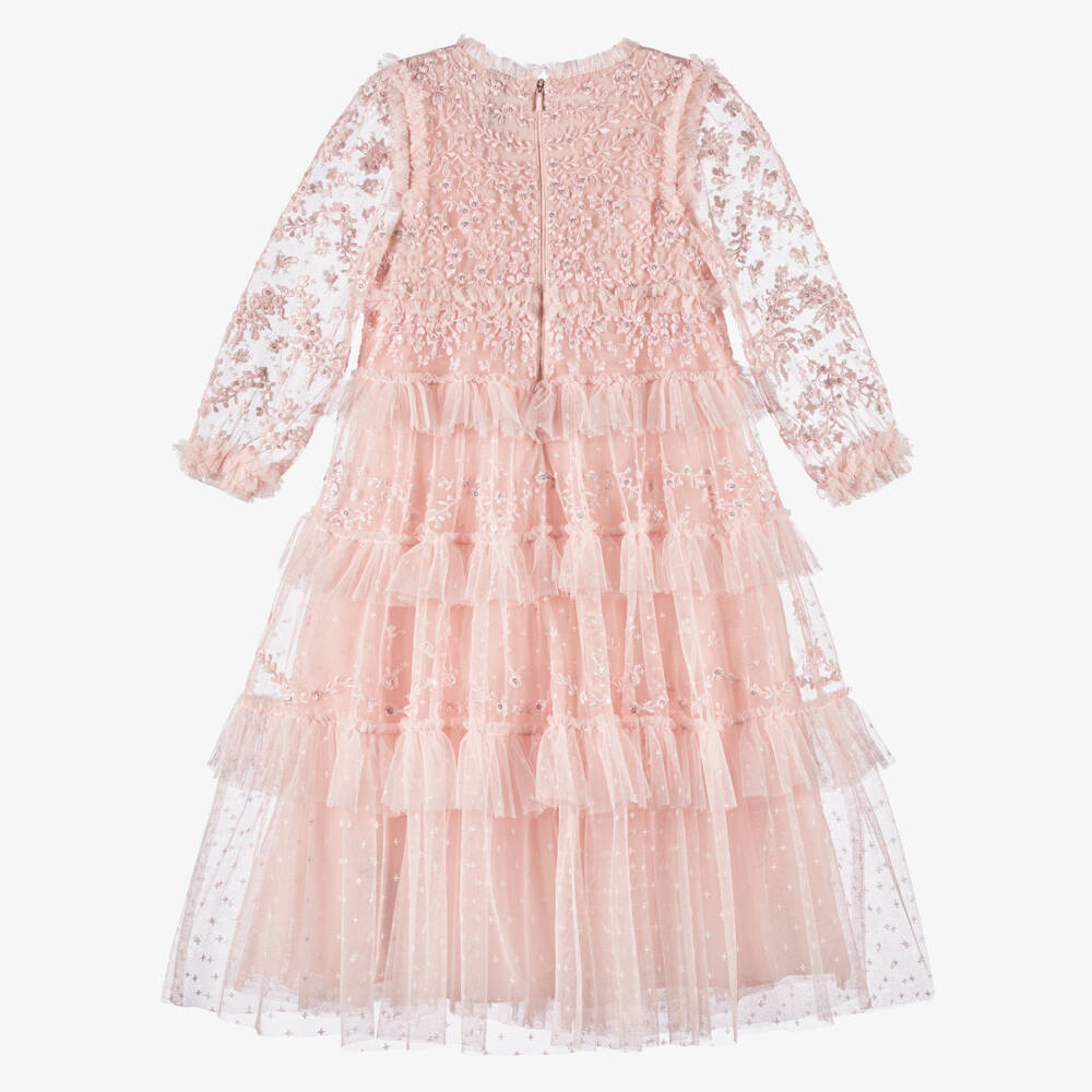 Needle & Thread-فستان تول مطرز لون زهري للبنات | Childrensalon